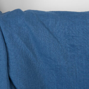 Tkanina lniana gładka średni niebieski, prana