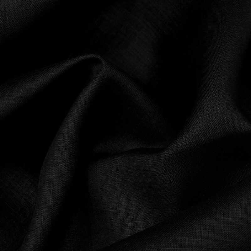 Black linen fabric, 100% linen