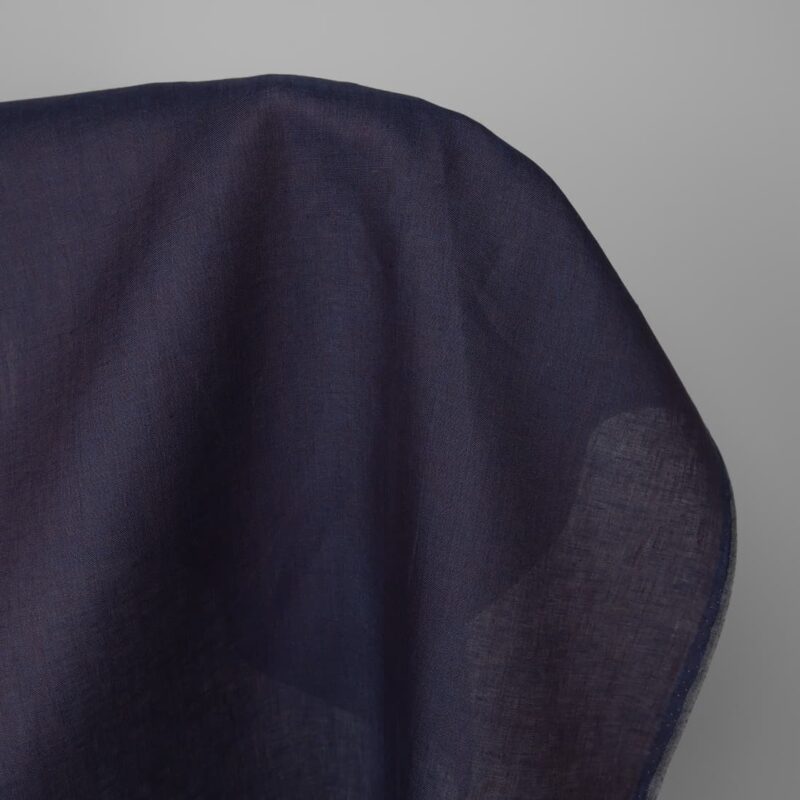 Lightweight linen fabric dark blue and brown melange, 100% linen