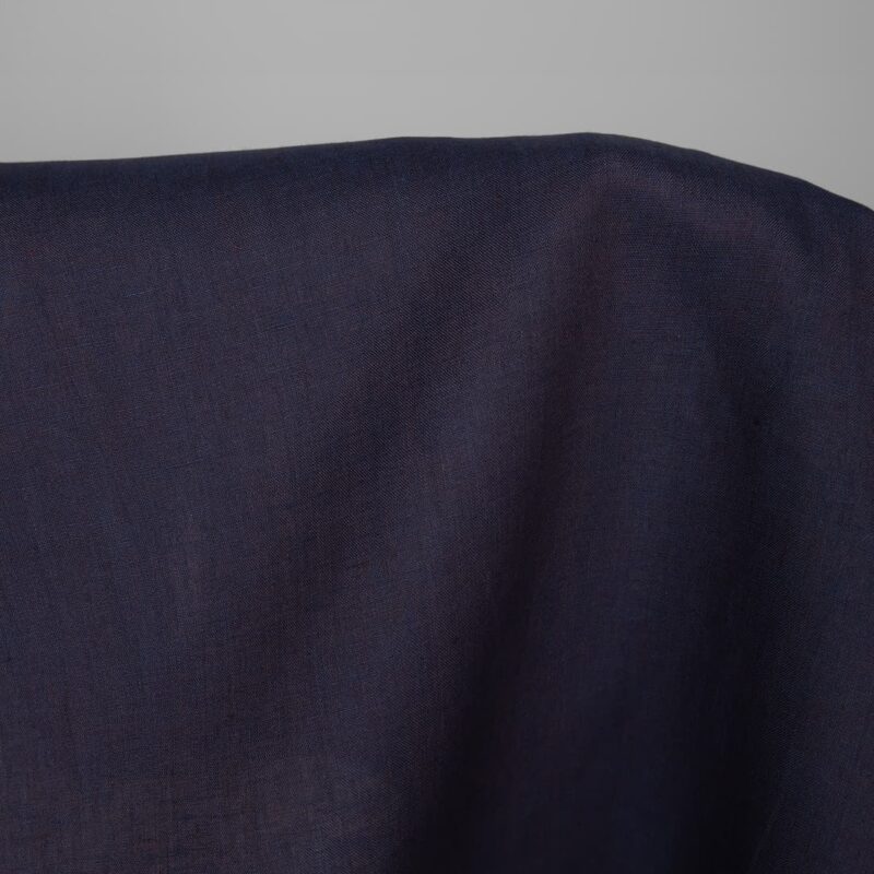 Lightweight linen fabric dark blue and brown melange, 150cm