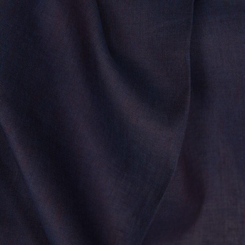 Lightweight linen fabric dark blue and brown melange, plain weave