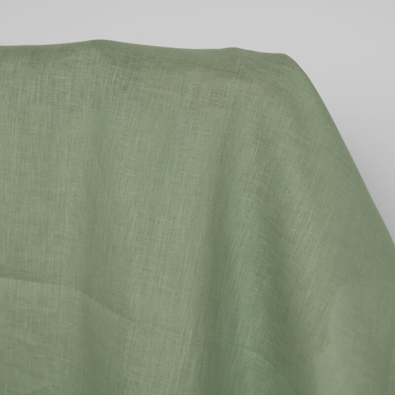 Linen fabric in muted light green, 100% linen