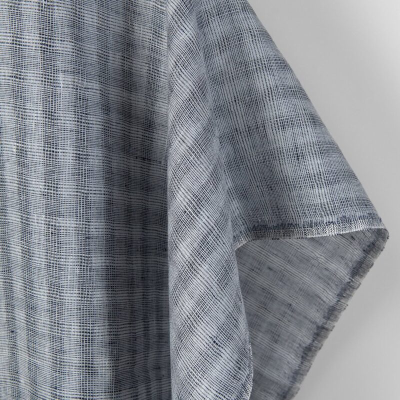 Linen fabric small grey open-weave checks, pure linen