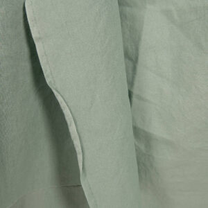 Washed linen cotton fabric aquamarine colour edge