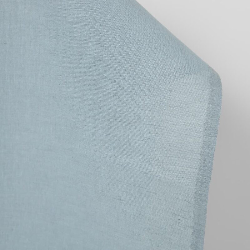 Linen fabric light greyish blue, fabric edge