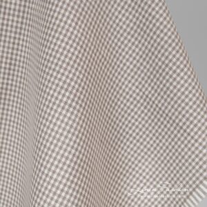 Grey white checked linen cotton fabric.