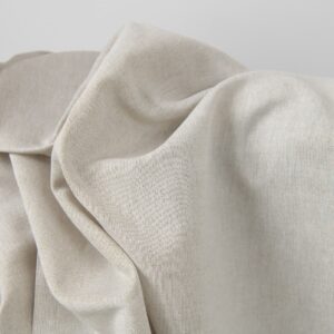 Wide linen cotton fabric natural light grey colour close up detail
