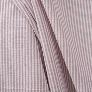 Wide linen cotton fabric in white and lilac stripes product photo