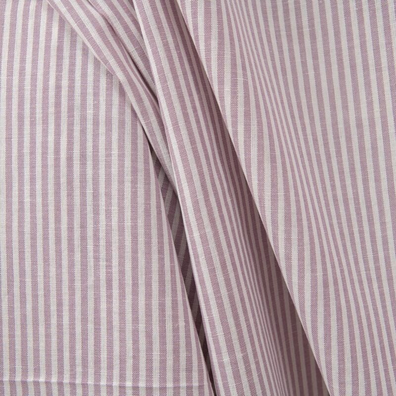 Wide linen cotton fabric in white and lilac stripes product photo