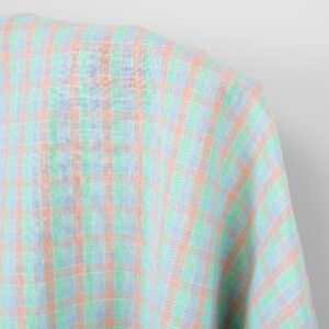 Tkanina lniano-bawełniana w jasną pastelową kratkę, prana
