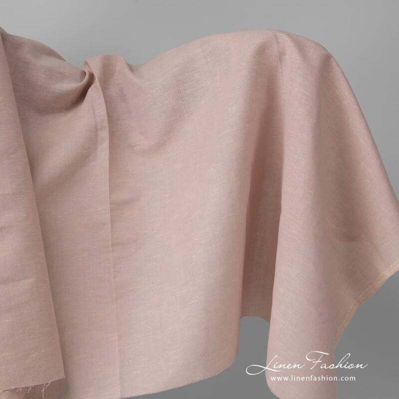Linen cotton fabric, light yellow - lilac melange