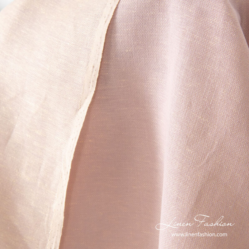 Two sided linen blend fabric in cream lilac color