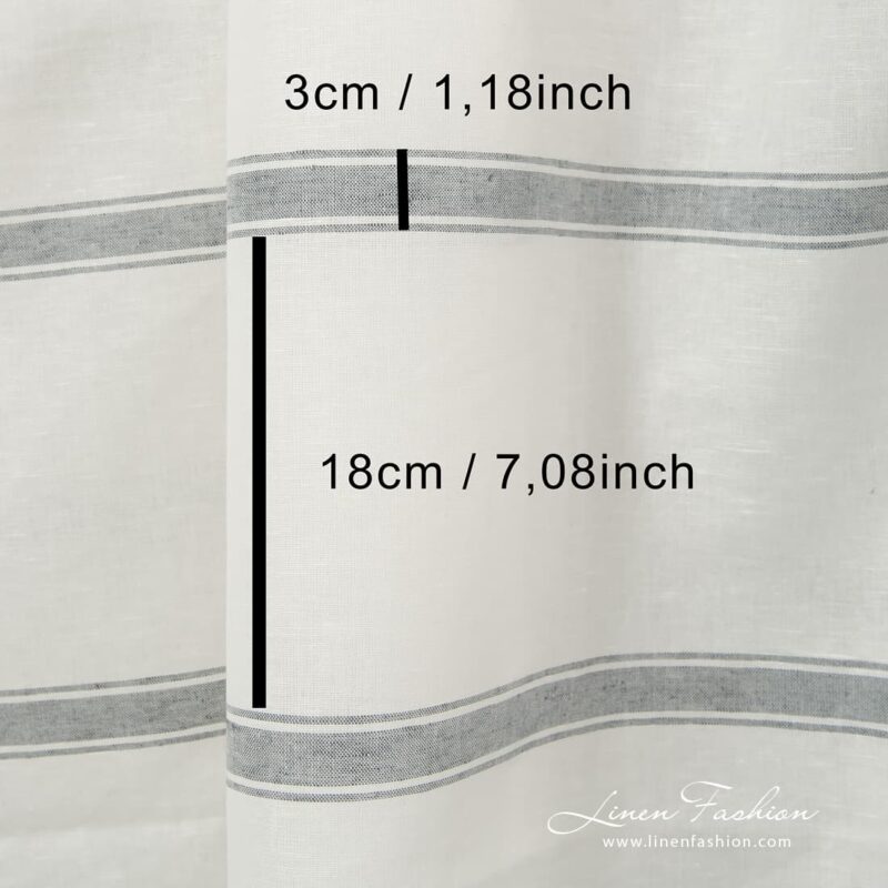 Striped white linen cotton fabric.