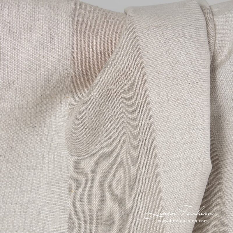 Striped grey linen cotton fabric.