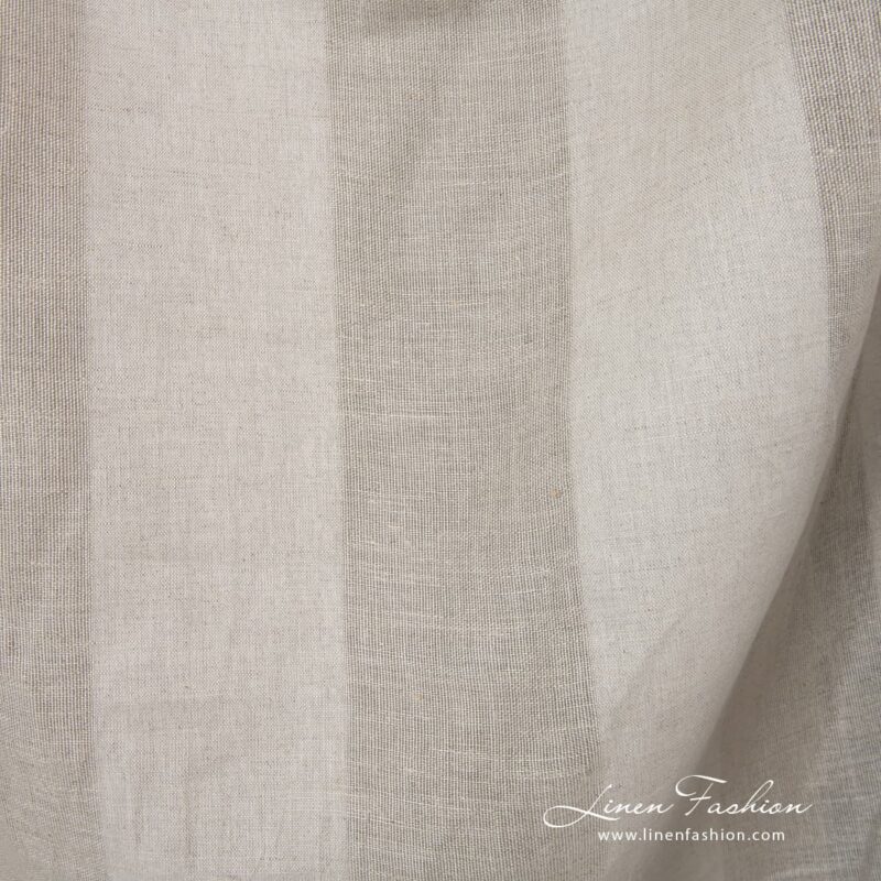 Linen cotton fabric in grey color, striped.