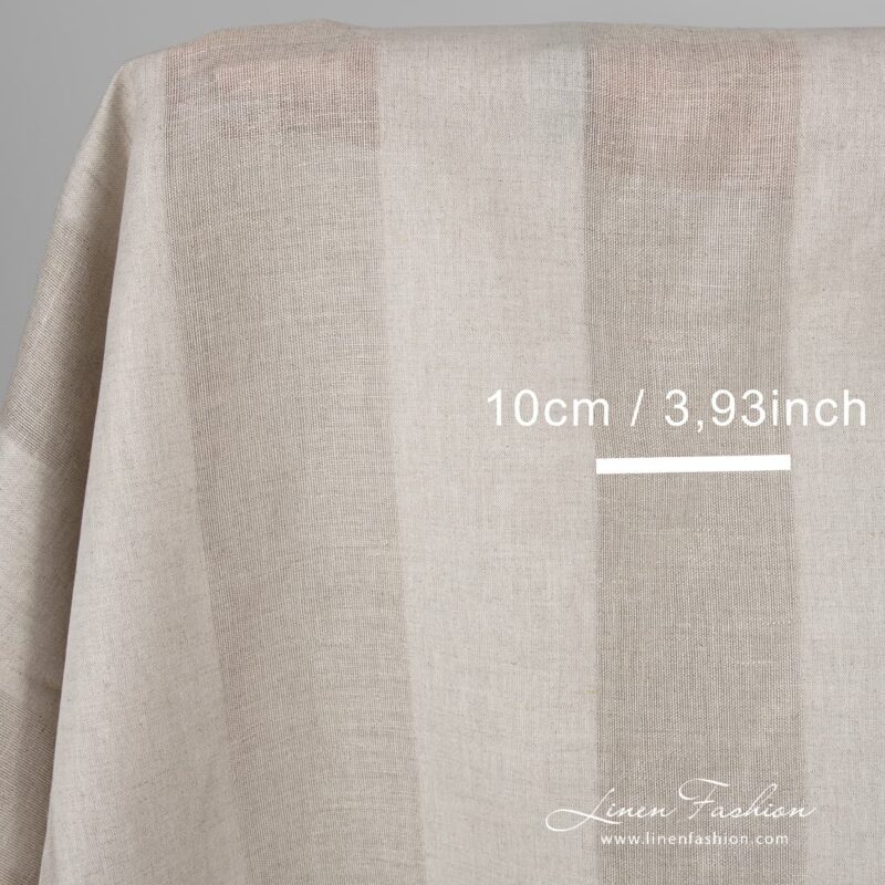 Striped grey linen cotton fabric.