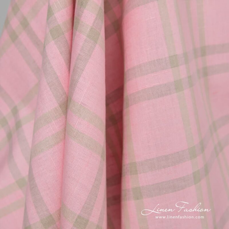 Pink dyed linen cotton fabric.