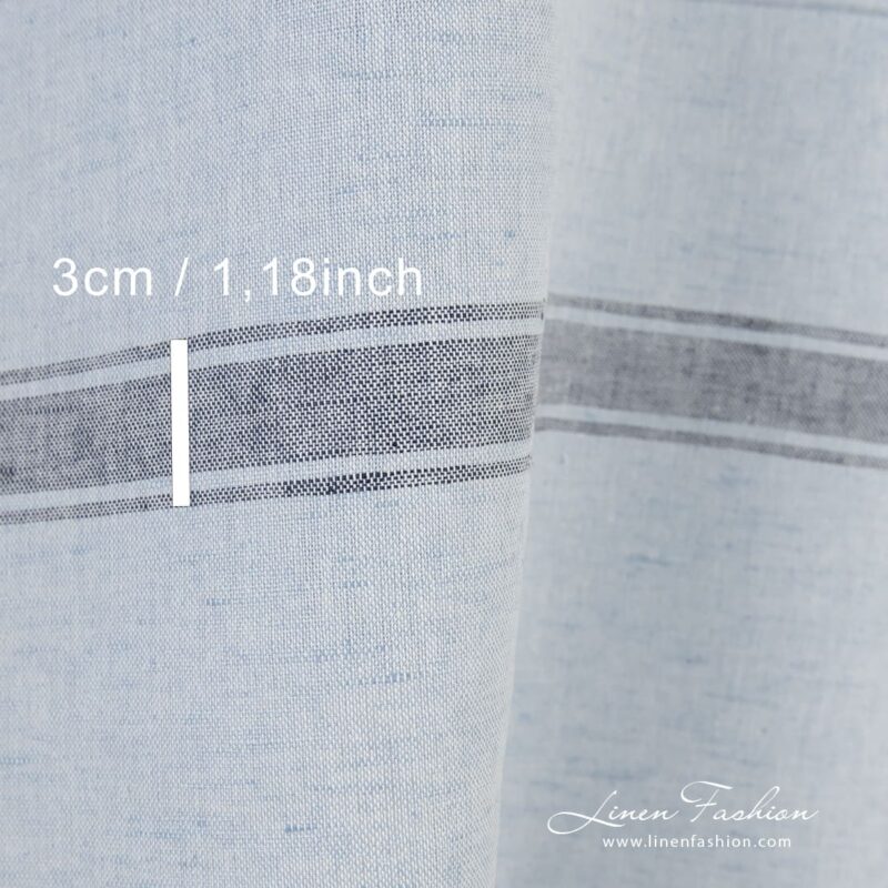 Linen cotton blueish fabric stripe size