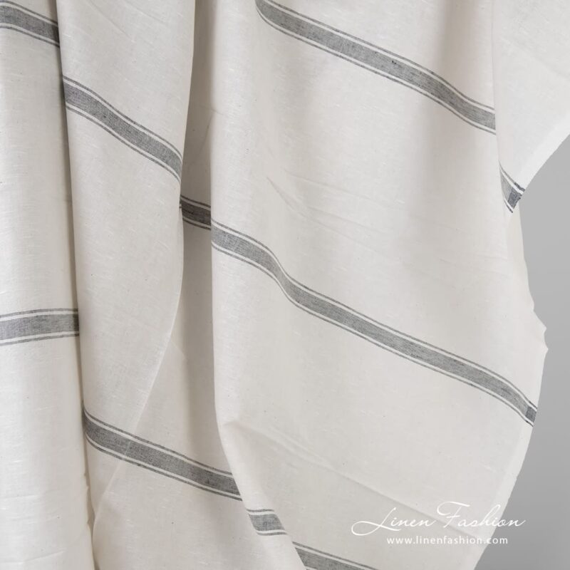 Linen cotton fabric with horizontal stripes