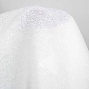 Wide linen cotton fabric in optical white close up detail