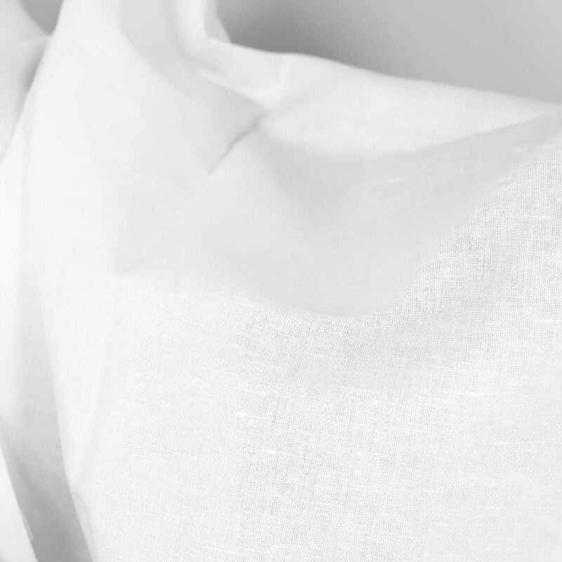 Wide linen cotton fabric in optical white texture