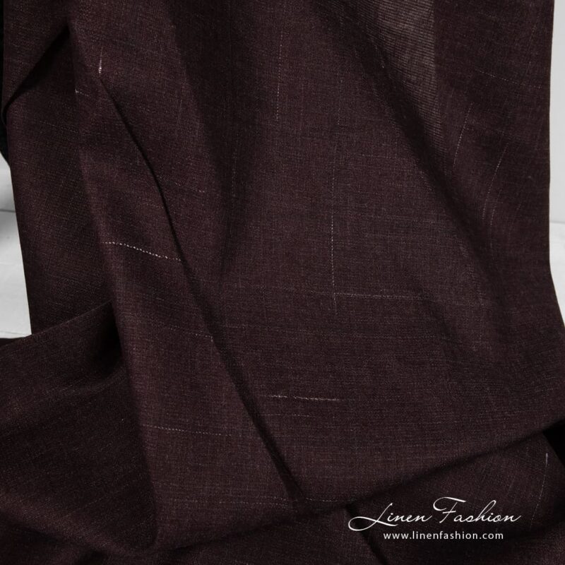Cherry linen fabric with decorative stripes