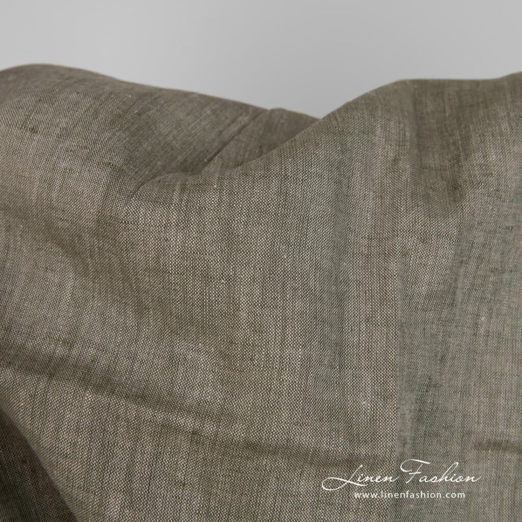 Szara w zieleń tkanina lniana 2 Linen fabric natural greyish green colour product photo