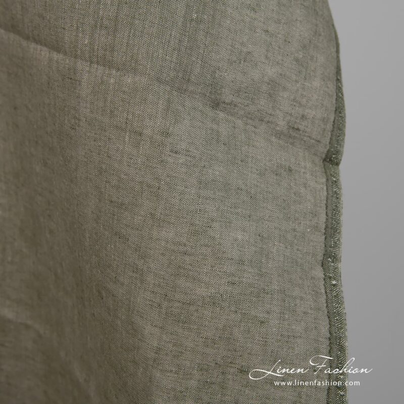 Linen fabric natural greyish green colour edge