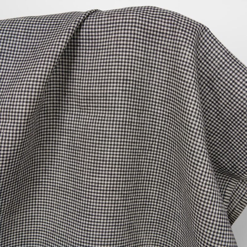 Linen fabric in natural and black checks product photo