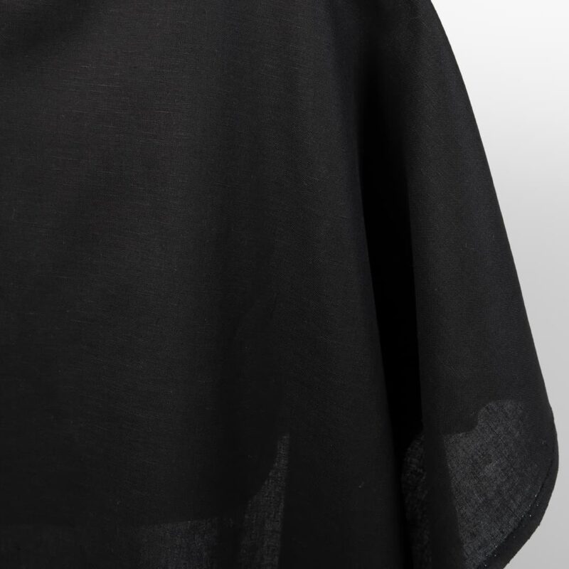Linen cotton fabric black colour close up detail