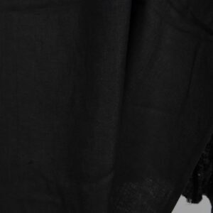 Black washed linen fabric in herringbone close up detail