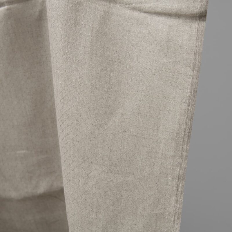 Grey patterned pure linen fabric edge