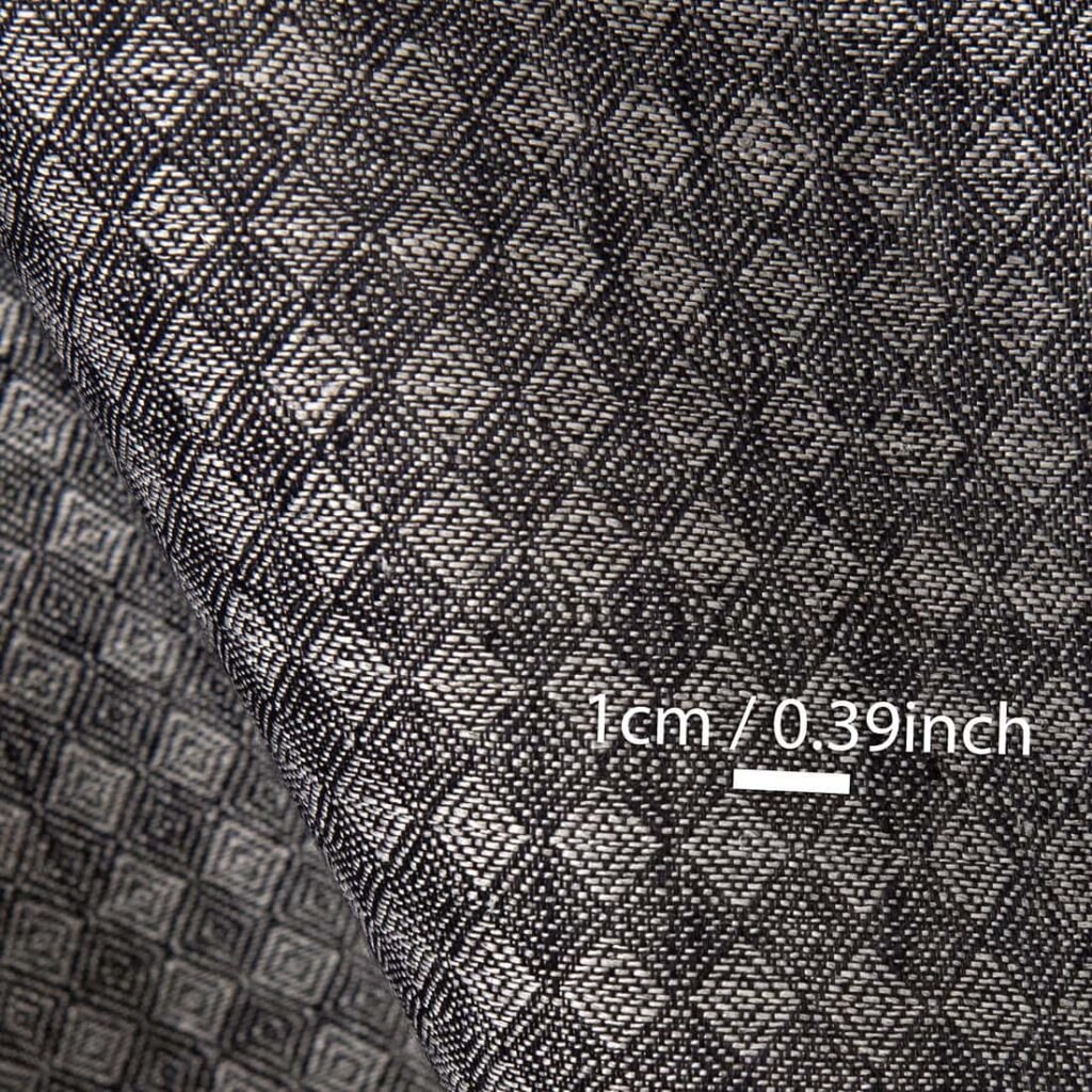 Tkanina lniana w romby w kolorze czarnym i szarym 4 Black and grey linen fabric, with measurements