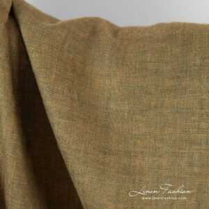 Linen fabric in brown and dark green colors