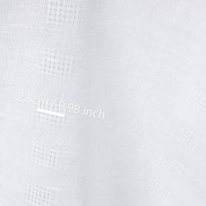 Linen cotton fabric bright white with two rows of checks, with measurements