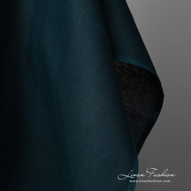 Linen fabric dark blue colour edge