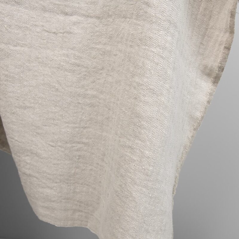 linen washed herringbone beige fabric, width 145cm.