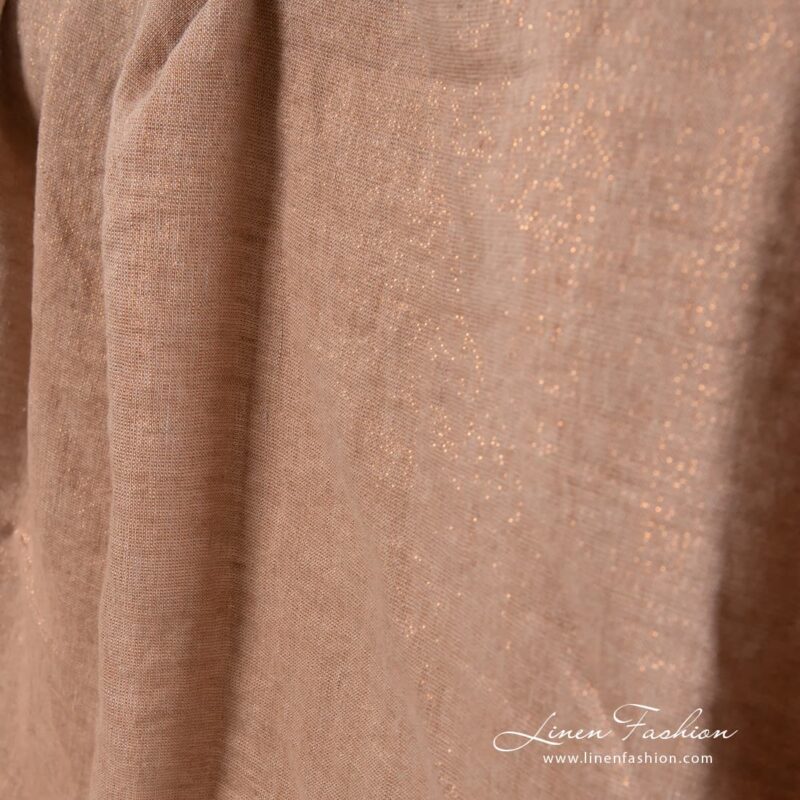 Cocoa coloured washed linen fabric.
