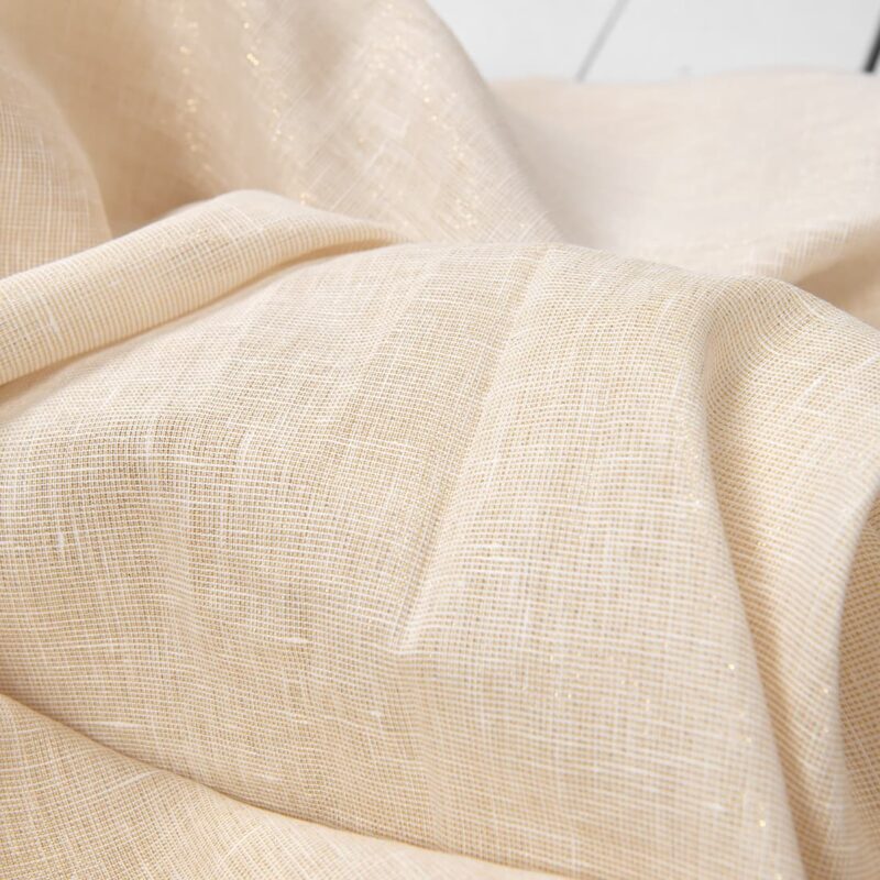 linen with PES yellow with lurex fabric