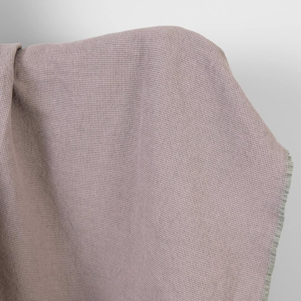 Linen cotton heavy fabric lilac and grey waffle washed