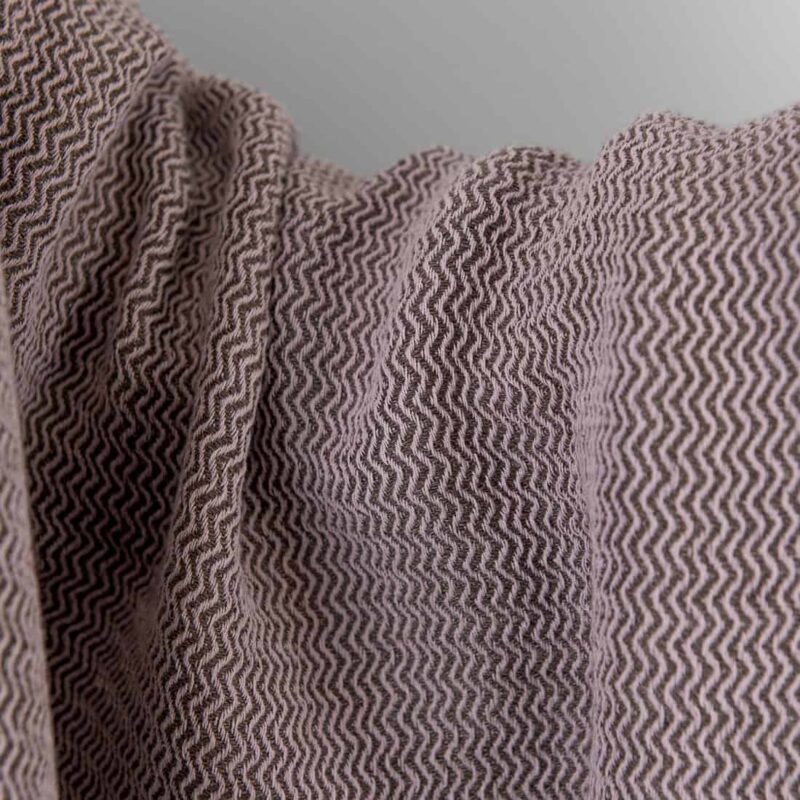 Linen cotton heavy fabric lilac and brown zigzag washed, heavy weight fabric