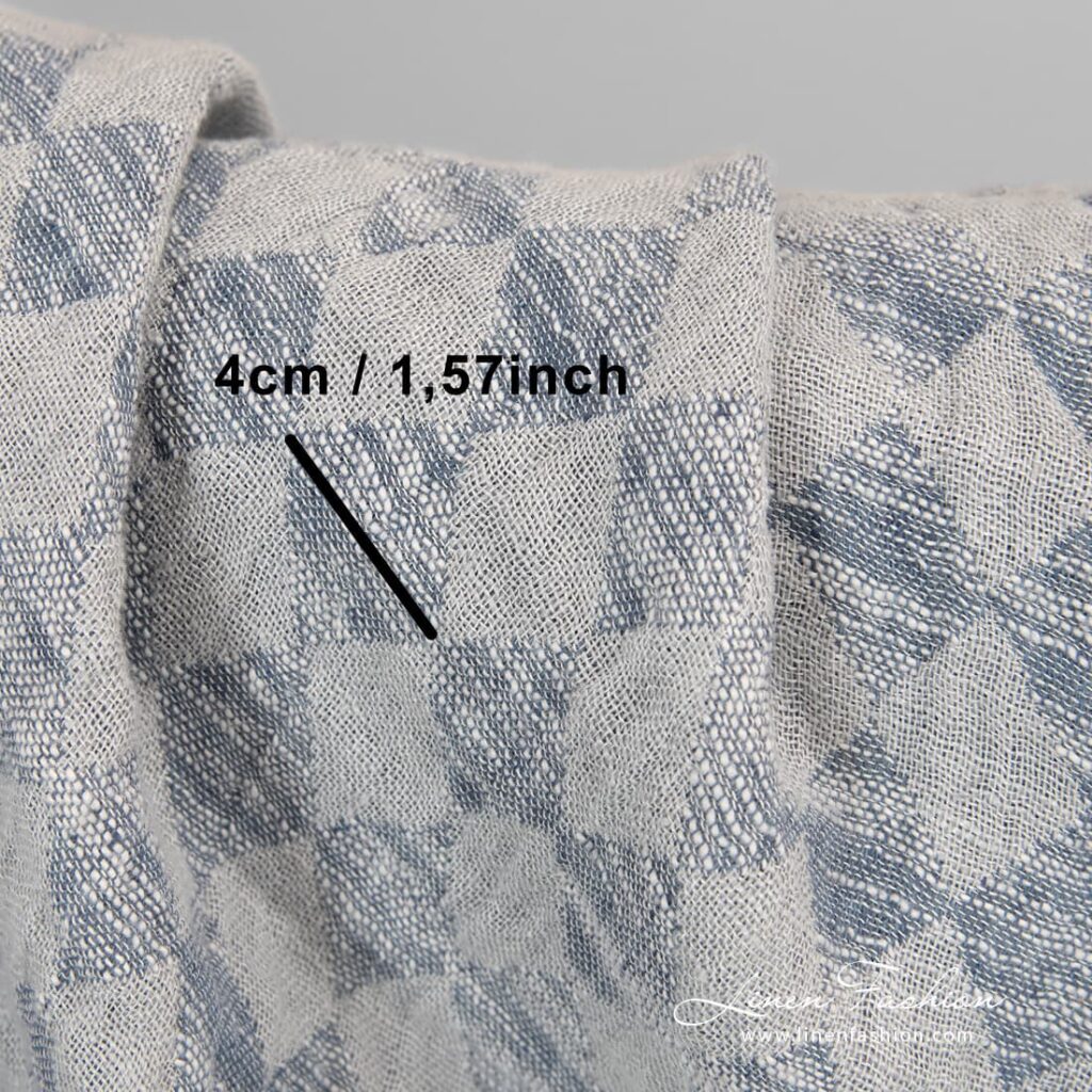 Prana tkanina w szare romby len z bawełną 4 Linen cotton fabric with rhombus.