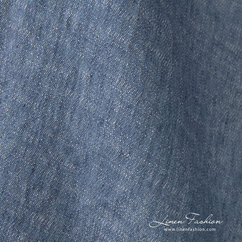 Niebiesko-biała tkanina lniano-bawełniana prana 5 Bluish white linen cotton fabric, fine delicate design, washed