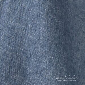 Niebiesko-biała tkanina lniano-bawełniana prana 10 Bluish white linen cotton fabric, fine delicate design, washed