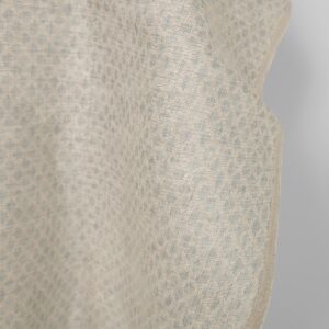Linen cotton fabric grey beige diamonds, fabric edge