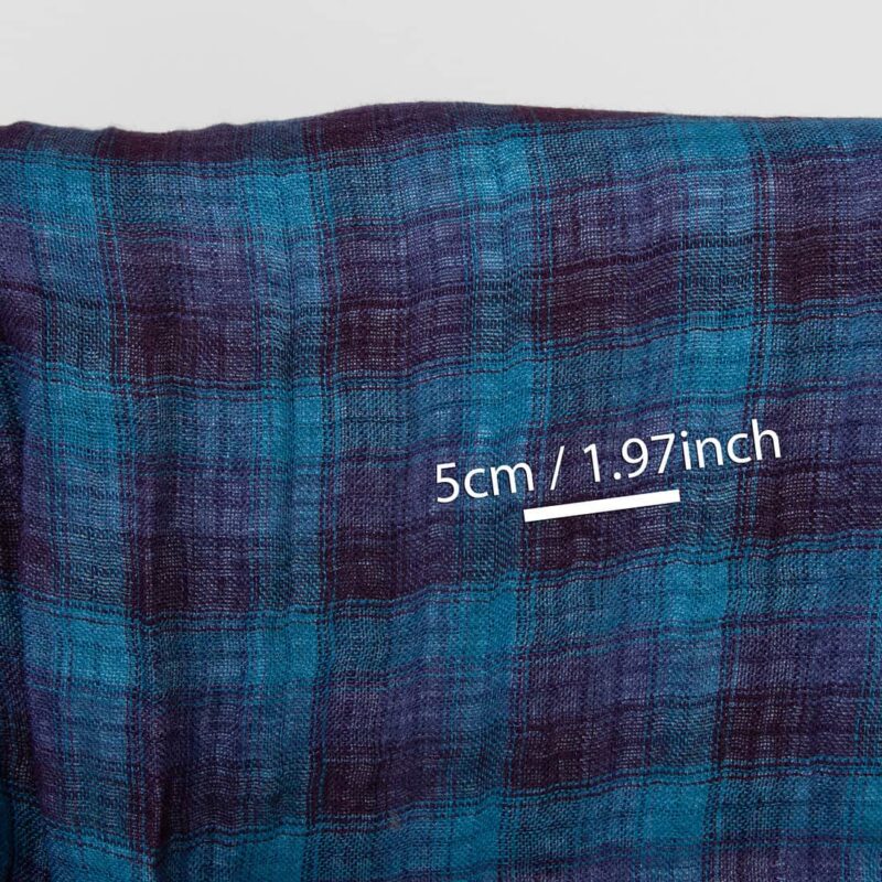Blue and violet linen fabric, double-sided