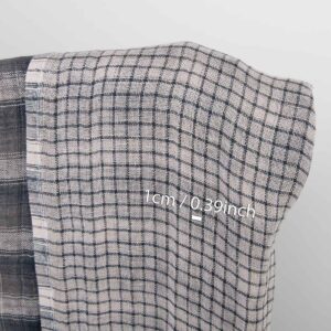 Washed checked grey linen fabric, double-sided