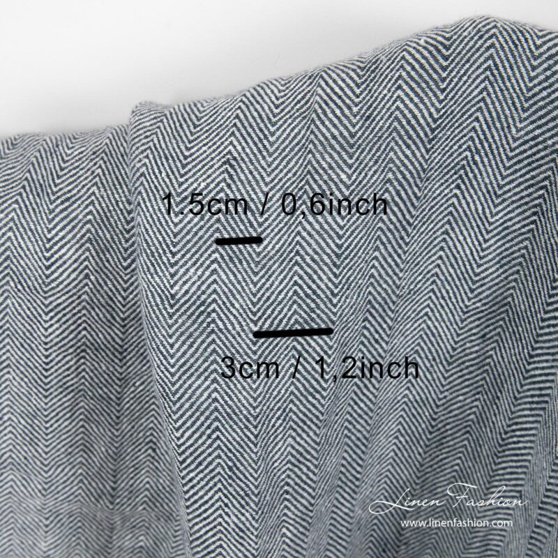 Herringbone linen fabric with measures