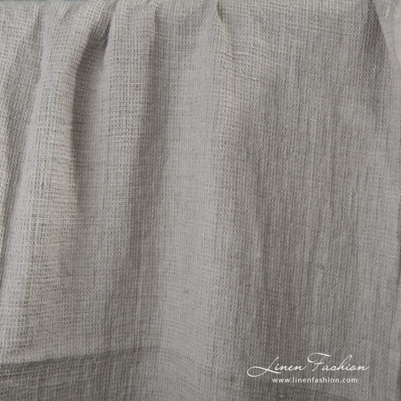 Gray linen fabric with tiny checks