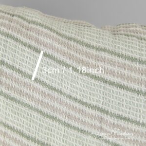 Linen fabric in horizontal stripes and waffle pattern